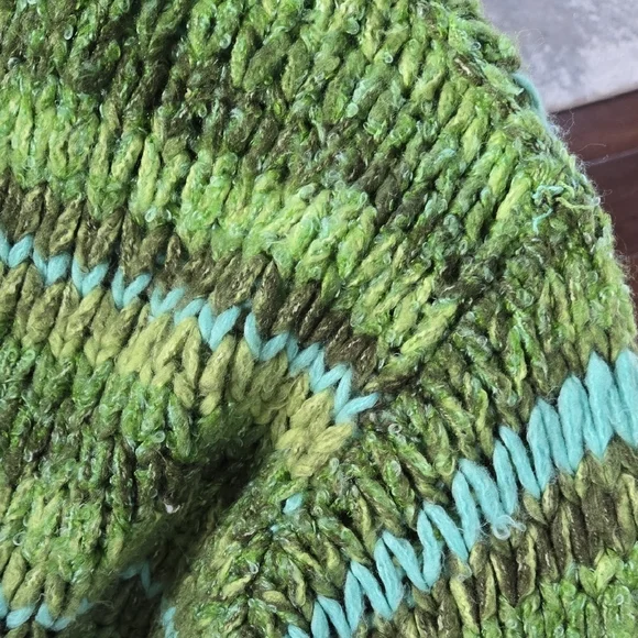 Green and Blue Striped Knit Sweater - Picture 3 of 3